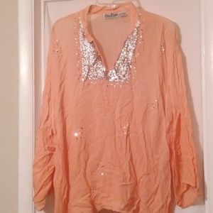 Peach/Silver Bling Boho Top - A1214